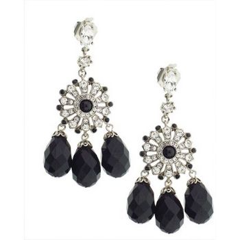 Gerard Yosca - Jet Stone Earrings w/Jet Teardrops (2 Earrings Per Set) (All sales final on sale items.)