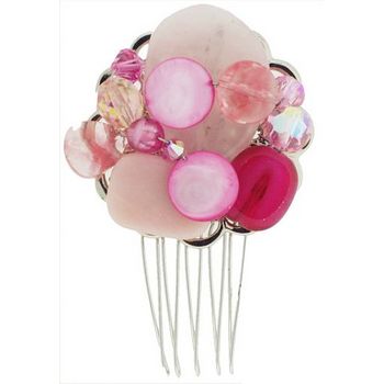 Michele Busch - Wire Comb w/Array Of Pink Stones