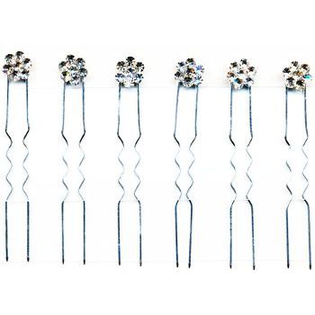 Austrian Crystal Pins - White w/Silver (6)