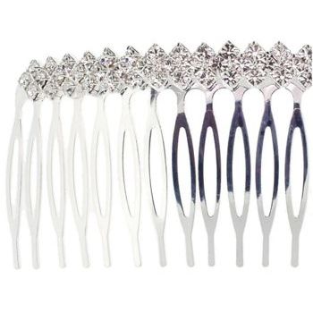 HB HairJewels - Crystal Hair Comb - Small Silver w/Diamond Shape
