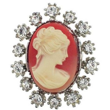 Alex and Ani - Vintage Inspired Cameo Brooch w/Circle of Crystals - Rose (1)