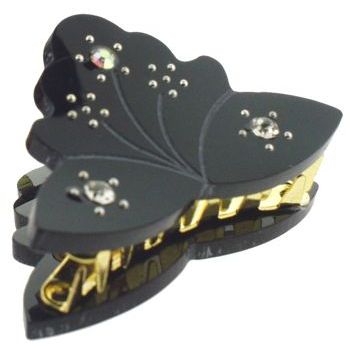 HB HairJewels - Mini Shark Claws - Black w/White & White AB Austrian Crystals (1)