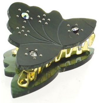 HB HairJewels - Mini Shark Claws - Green w/White & White AB Austrian Crystals (1)