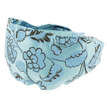 Head Dress - Brocade Scarf Headband - Blue w/Brown (1)