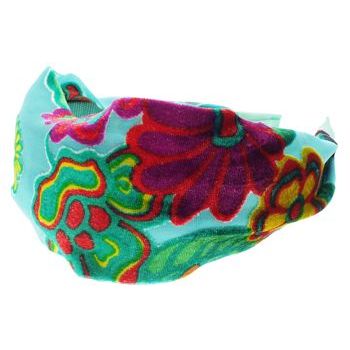 Head Dress - Velvet Burnout Headband - Bright Flower Print (1)