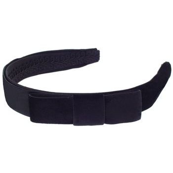 Susan Daniels - Headband - 1inch Shiny Velvet - Black w/Bow (1)