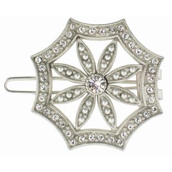 Linda Levinson - Brooch Hairclip - Silver w/Pearls & Swarovski Crystals (1)