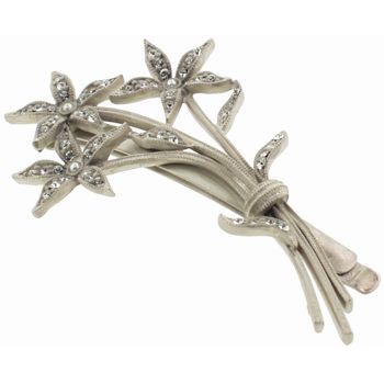 Linda Levinson - Trio Of Flowers w/Swarovski Crystals on Silver Bobby (1)