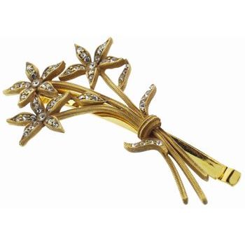 Linda Levinson - Trio Of Flowers w/Swarovski Crystals On Gold Bobby (1)