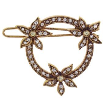 Linda Levinson - Triple Flower Barrette - Gold w/White & Light Citrine Swarovski Crystals (1)
