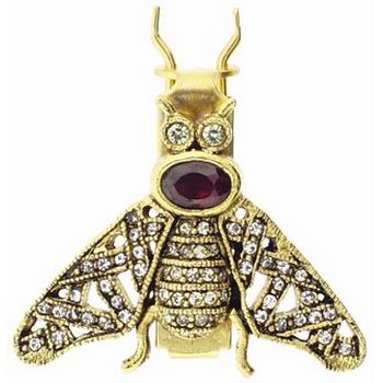 Linda Levinson - Garnet Bee Brooch Barrette w/Pearls & Citrine Crystals (1)