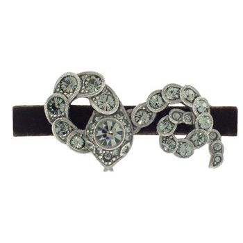Linda Levinson - Pave Snake Barrette - Silver w/Black Diamond Swarovski Crystals