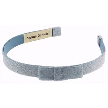 Susan Daniels - Headband - 1/2inch Metallic & Knit - Aqua w/Bow (1)