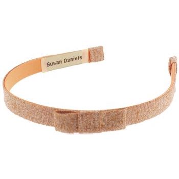Susan Daniels - Headband - 1/2inch Metallic & Knit - Peach w/Bow (1)