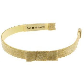 Susan Daniels - Headband - 1/2inch Metallic & Knit - Gold w/Bow (1)
