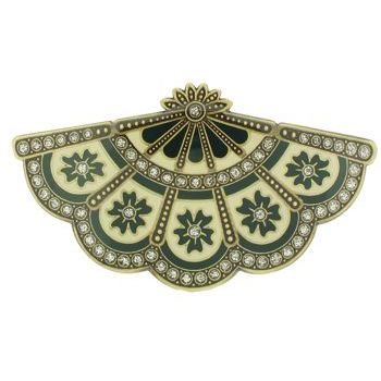 H-n-W- Enamel Fan Barrette (1) - Green