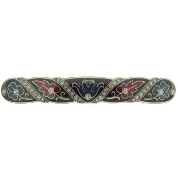 H-n-W- Enamel Leaf Thin Barrette (1) - Burgundy & Blue