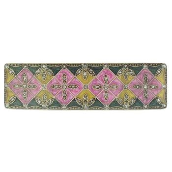 H-n-W- Enamel Geometric Barrette (1) - Green w/ Lilac