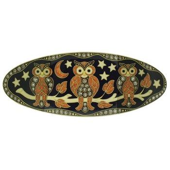 H-n-W- Enamel Owl Barrette (1) - Black