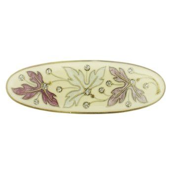H-n-W- Enamel Oval Leaf Barrette (1) - Soft Lilac