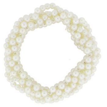 HB HairJewels - Beaded Scrunchie - Faux Pearl - Ivory
