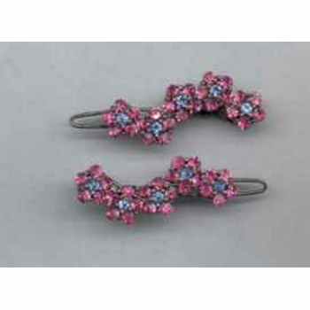 Rhinestone Jeweled Flower Hair Barrette - Red