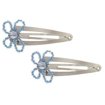 Karina - Med Sleeper Beaded Flower Clips - Light Blue