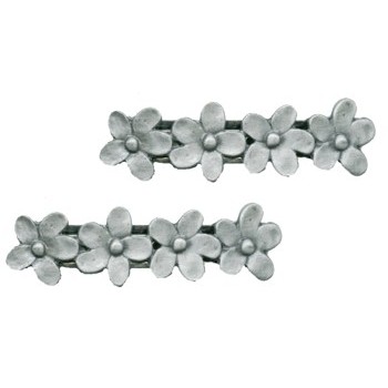 Karina - Med Metal Flower Barrette - Silver