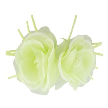 Karin's Garden - Sheer Organza Camellia Barrette - Lime (1)