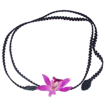 Karin's Garden - Satin Orchid Choker - Fuschsia on Black (1)