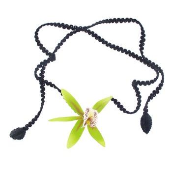 Karin's Garden - Satin Orchid Choker - Lime on Black (1)