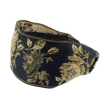 L. Erickson USA - Ribbon Scarf Headband - Roses Ribbon Black