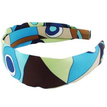 L. Erickson USA - 1 1/2inch Scarf Headband - 100% Silk Charmeuse - Pucci Inspired Turquoise