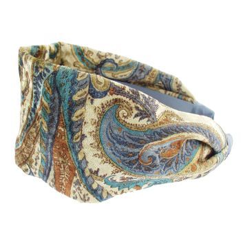 L. Erickson USA - Scarf Headband - Printed Velvet - Aqua