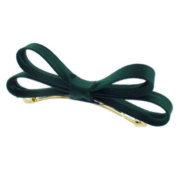 L. Erickson USA - Small Charmeuse Couture Bow Barrette - Hunter Green