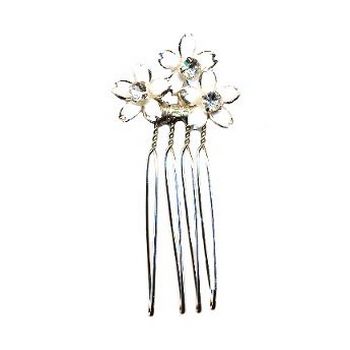 Betty Wales - Trio Enamel Flowers Hairpin