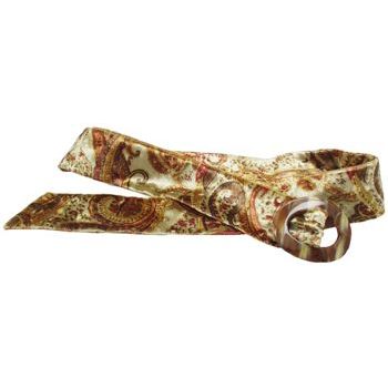 L. Erickson USA - Luxury Buckle Printed Velvet Belt - Topaz w/Caramel Horn - MEDIUM
