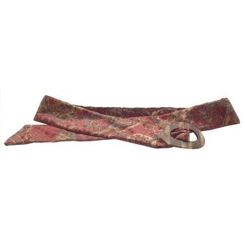 L. Erickson USA - Luxury Buckle Printed Velvet Belt - Cabernet w/Caramel Horn - LARGE
