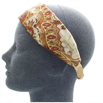 L. Erickson USA - Soft Wide Headband w/ Elastic - Printed Velvet - Topaz