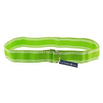 L. Erickson USA - Varsity Ribbon Belt  - 1 1/4inch Wide - Green w/White Stripes