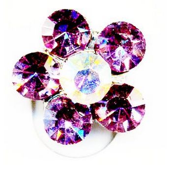 Rhinestone Flower Toe Ring -  Light Amethyst