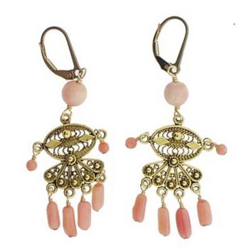 Michele Busch - Earrings - Set of 14 kt Vermeil Charms w/Peach Coral Accents