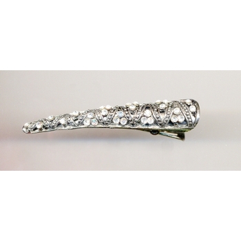 Mini Marcasite & Crystal Clips - White