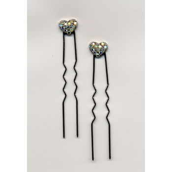 Mini French Heart Hairpin - White AB