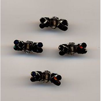 Mini Crystal Heart Clips - Black - 4 Clips