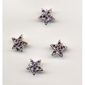 Mini Star Crystal Clips - Amethyst - 4 Clips
