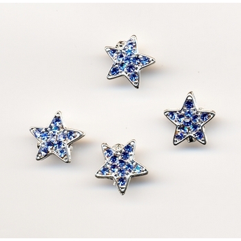 Mini Star Crystal Clips - Blue - 4 Clips