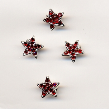 Mini Star Crystal Clips - Red - 4 Clips