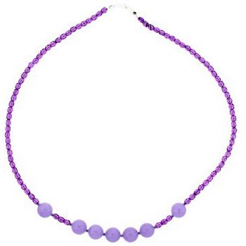 Pink Lily - Necklace - Round Lavender Stone w/Purple Crystals (1 Set)
