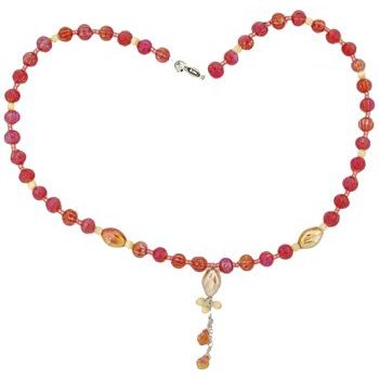 Pink Lily - Necklace - Orange & Peach Beads (1)